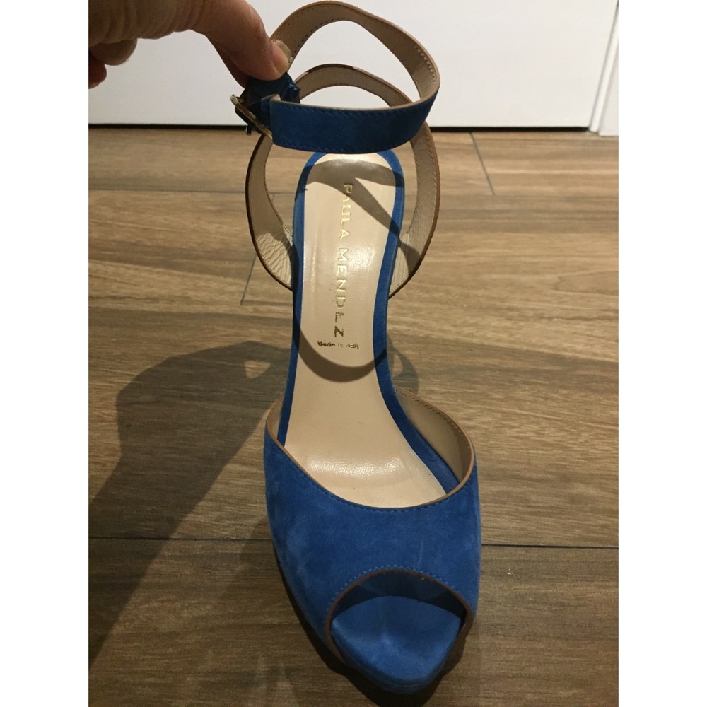 Paula Mendez Blue Suede Heels - Size 40/US Size 10 - Picture 8 of 8